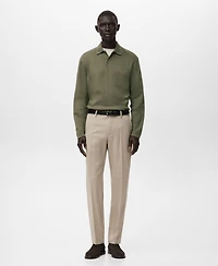 Mango Men's Regular-Fit Knitted Polo Sweater