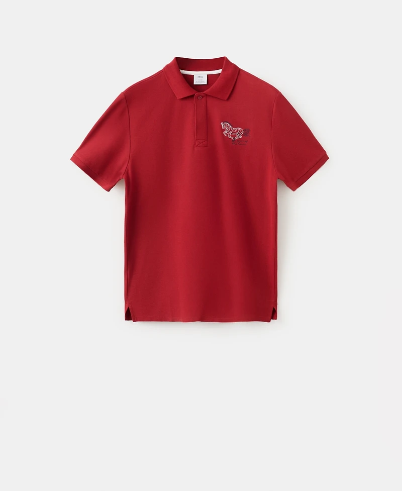 Mango Men's Short-Sleeved Cotton Polo Shirt
