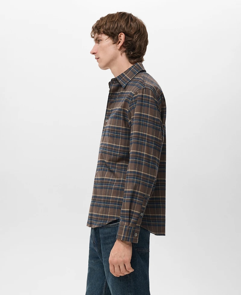 Mango Men's Cotton Flannel Checkered Shirt