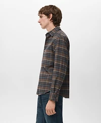 Mango Men's Cotton Flannel Checkered Shirt
