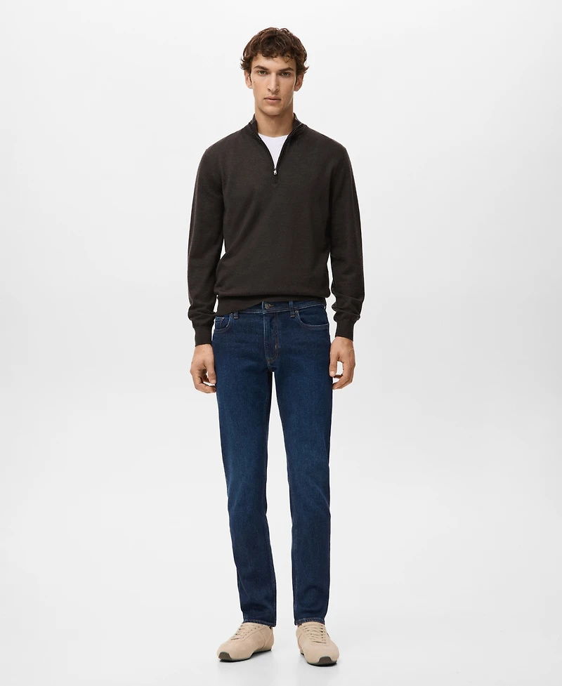 Mango Men's Perkins Collar Merino Wool Sweater