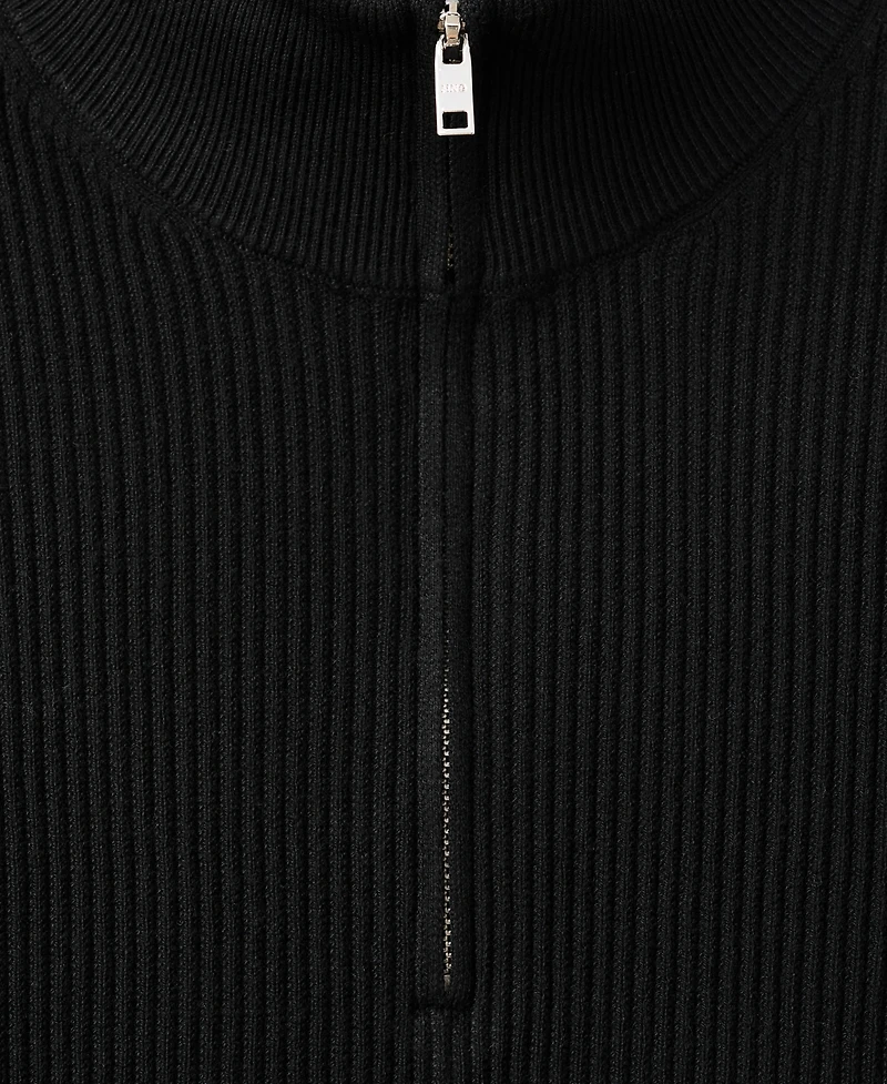Mango Men's Zip Neck Ribbed Sweater