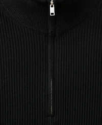 Mango Men's Zip Neck Ribbed Sweater
