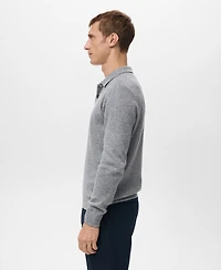 Mango Men's Knitted Wool Blend Polo Sweater