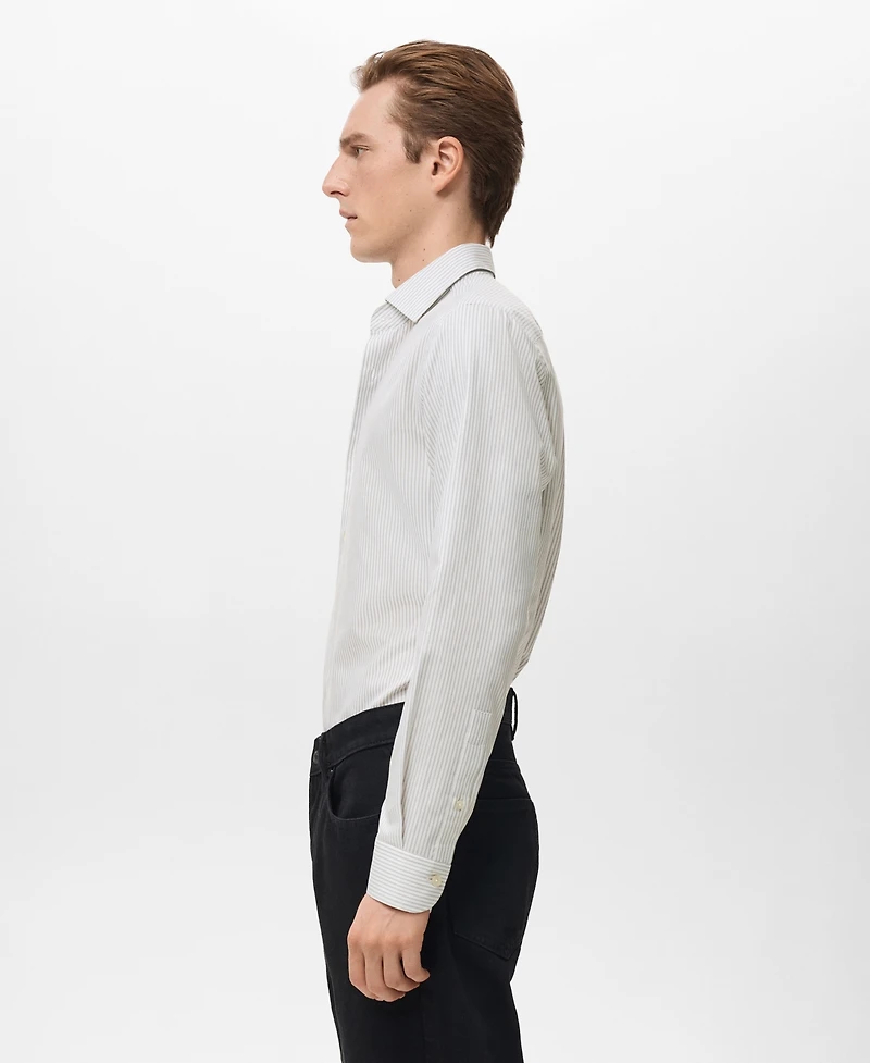 Mango Men's Cotton Slim-Fit Striped Shirt