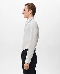 Mango Men's Cotton Slim-Fit Striped Shirt