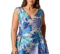 Adrianna Papell Women's Metallic V-Neck Midi Dress