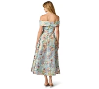 Adrianna Papell Women's Off-The-Shoulder Ankle Midi Dress