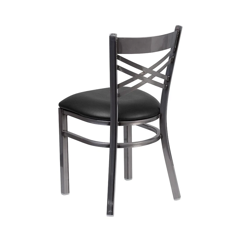 Emma+Oliver 2 Pack Clear Coated "X" Back Metal Restaurant Chair