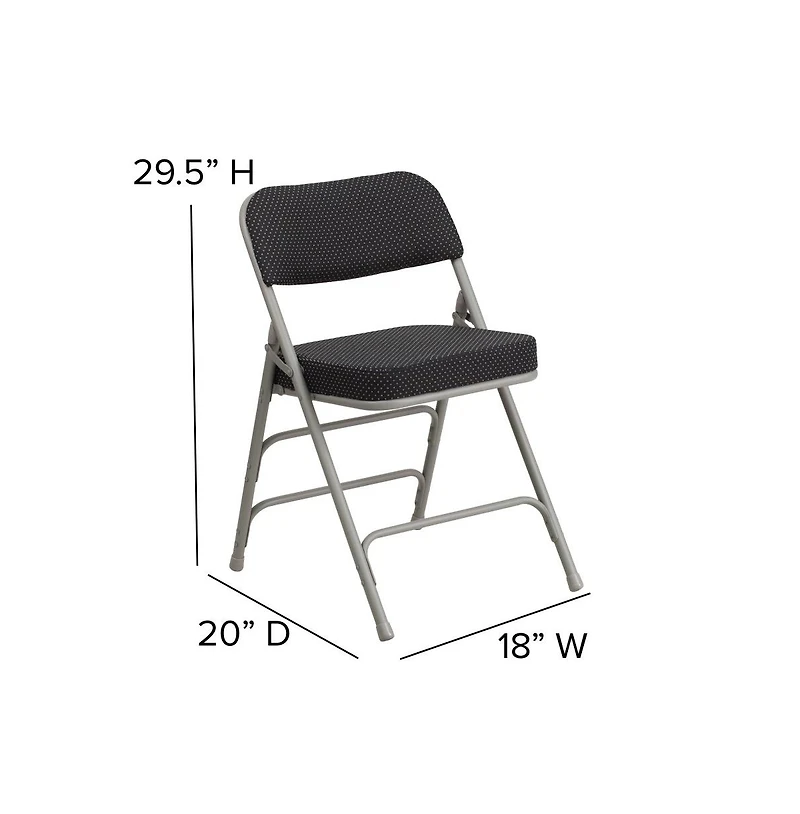 Emma+Oliver 2 Pack Premium Curved Triple Braced & Hinged Fabric Upholstered Metal Folding Chair