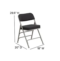 Emma+Oliver 2 Pack Premium Curved Triple Braced & Hinged Fabric Upholstered Metal Folding Chair