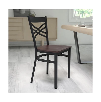 Emma+Oliver X" Back Metal Restaurant Dining Chair