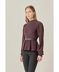 English Factory Women's Peplum Waist Knit Top