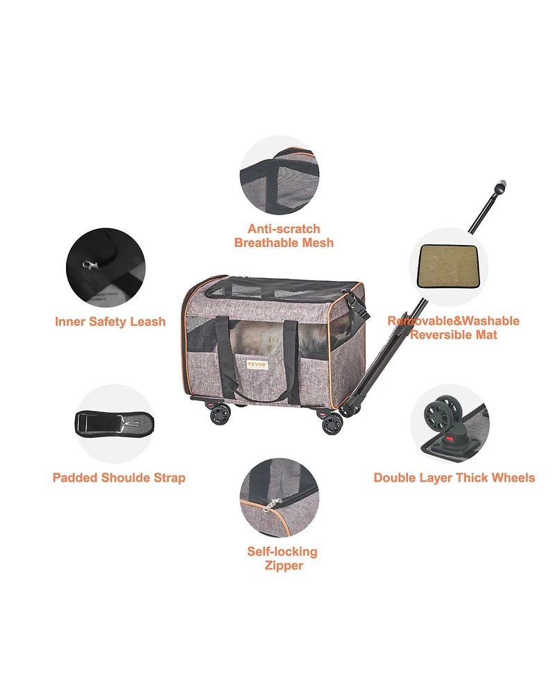 Cozito Airline-Approved Rolling Pet Carrier, Holds up to 22 lbs