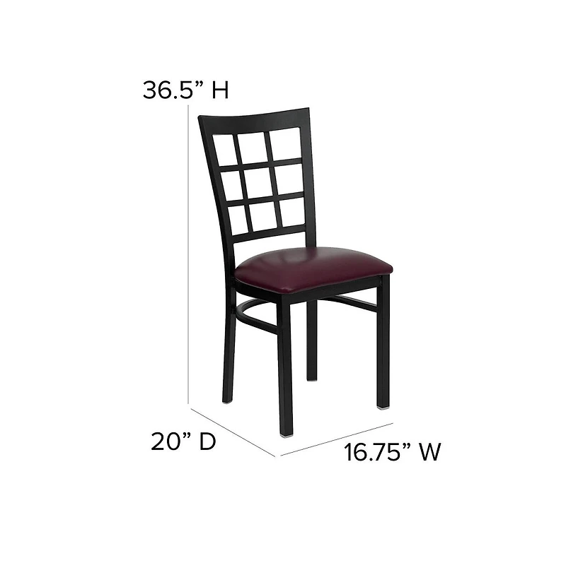 Emma+Oliver Window Back Metal Restaurant Dining Chair
