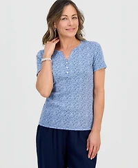 Style & Co Petite Henley Short-Sleeve T-Shirt, Macy's Exclusive