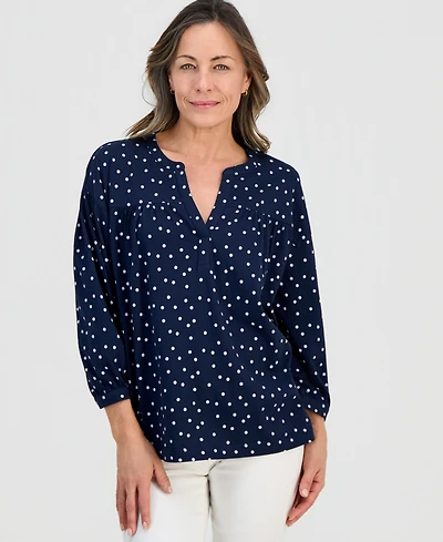 Style & Co Petite 3/4-Puff-Sleeve Knit Top, Macy's Exclusive