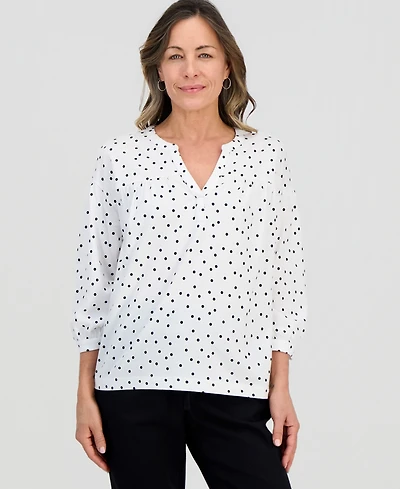 Style & Co Petite 3/4-Puff-Sleeve Knit Top, Macy's Exclusive