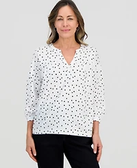 Style & Co Petite 3/4-Puff-Sleeve Knit Top, Macy's Exclusive