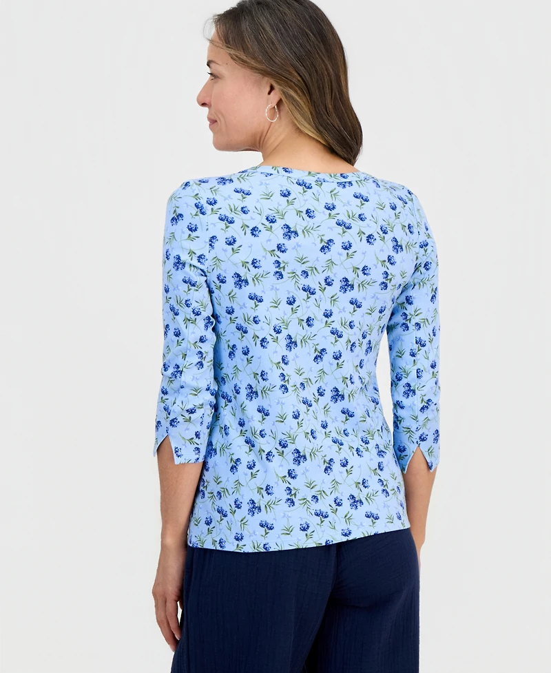 Style & Co Petite Cotton Hydrangea Love Top, Macy's Exclusive