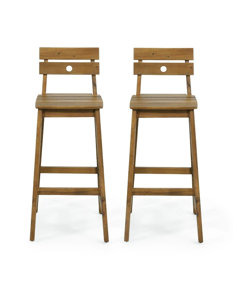 Streamdale Furniture Acacia Wood Bar Stools (Set of 2) - Outdoor/Indoor