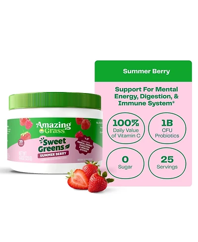 Amazing Grass Sweet Greens Superfood Powder, Summer Berry, 25 Servings