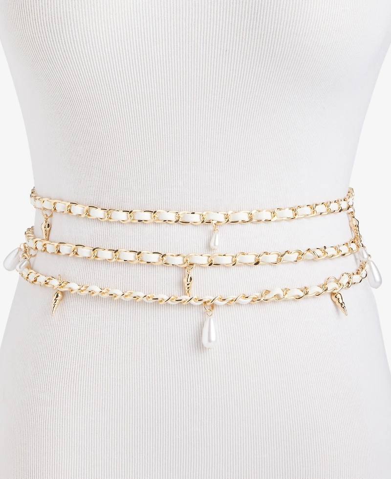 I.n.c. International Concepts Imitation Pearl and Shell Chain Swag Belt, Macy's Exclusive
