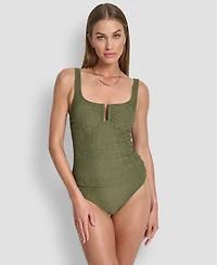 Dkny Women's Under-Wire Textured Tankini Top
