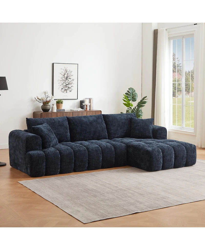 Streamdale Furniture Chenille L-Shape Sectional Sofa Sleeper Couch