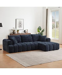 Streamdale Furniture Chenille L-Shape Sectional Sofa Sleeper Couch