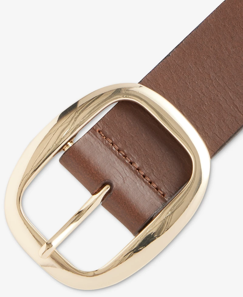 I.n.c International Concepts Centerbar Oval Buckle Leather Belt, Macy's Exclusive