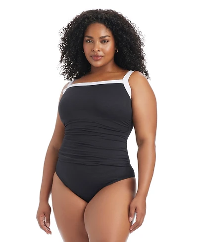 Bleu by Rod Beattie Plus Square Neck One-Piece Swimsuit