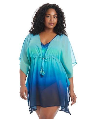 Bleu by Rod Beattie Plus Desert Mirage V-Neck Cover-Up Swim Caftan
