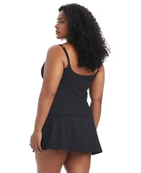 Bleu By Rod Beattie Womens Plus Size Pique Ole Scoop Neck Tankini Swim Top High Waist Skirted Swim Bottoms