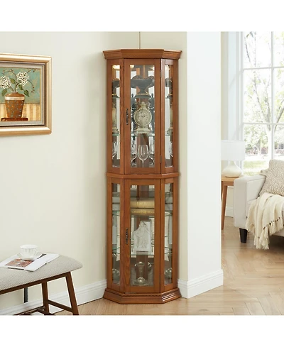 Streamdale Furniture Streamdale Illuminated Glass Display Curio Cabinet with Adjustable Shelves