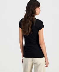 Guess Women's Lux Triangle Lace Logo Short-Sleeve T-Shirt