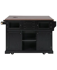 Streamdale Furniture Kitchen Island with Drop Leaf & Power Outlet