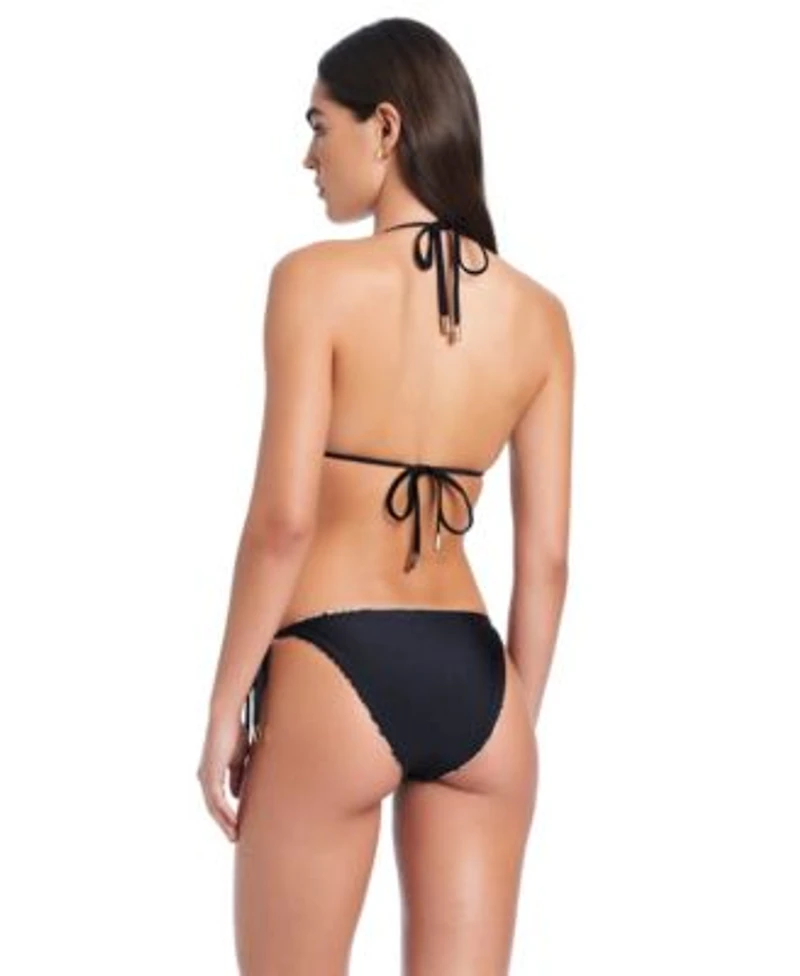 Red Carter Womens Serengeti V Neck Bikini Halter Top Tie Side Bottom