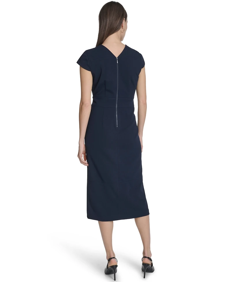 Calvin Klein Women's Tie-Front Crewneck Midi Dress