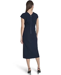 Calvin Klein Women's Tie-Front Crewneck Midi Dress
