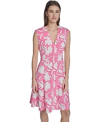 Calvin Klein Women's Printed V-Neck Midi Dress