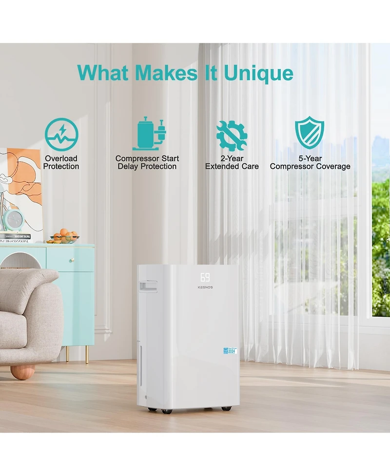 Kesnos Dehumidifier 52 Pints for 4,500 Sq. Ft.