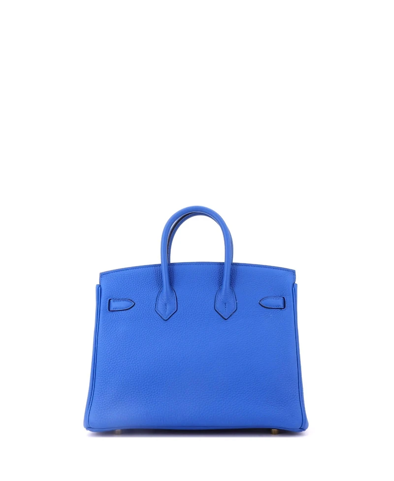 Pre-Owned Hermes Birkin 25 Handbag Blue Togo with Gold Hardware
