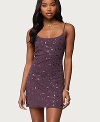Edikted Women's Stefanie Rhinestone Backless Mini Dress