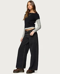 Edikted Women's Layered Stripey Long Sleeve T Shirt