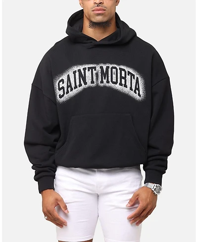 Saint Morta Men's Spray Logo Boxy Hoodie Black