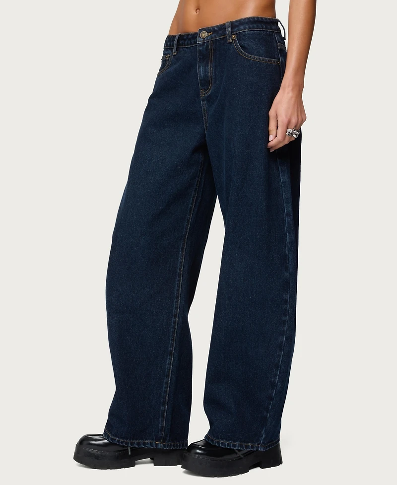 Edikted Women's Jillian Low Rise Oversized Barrel Jeans