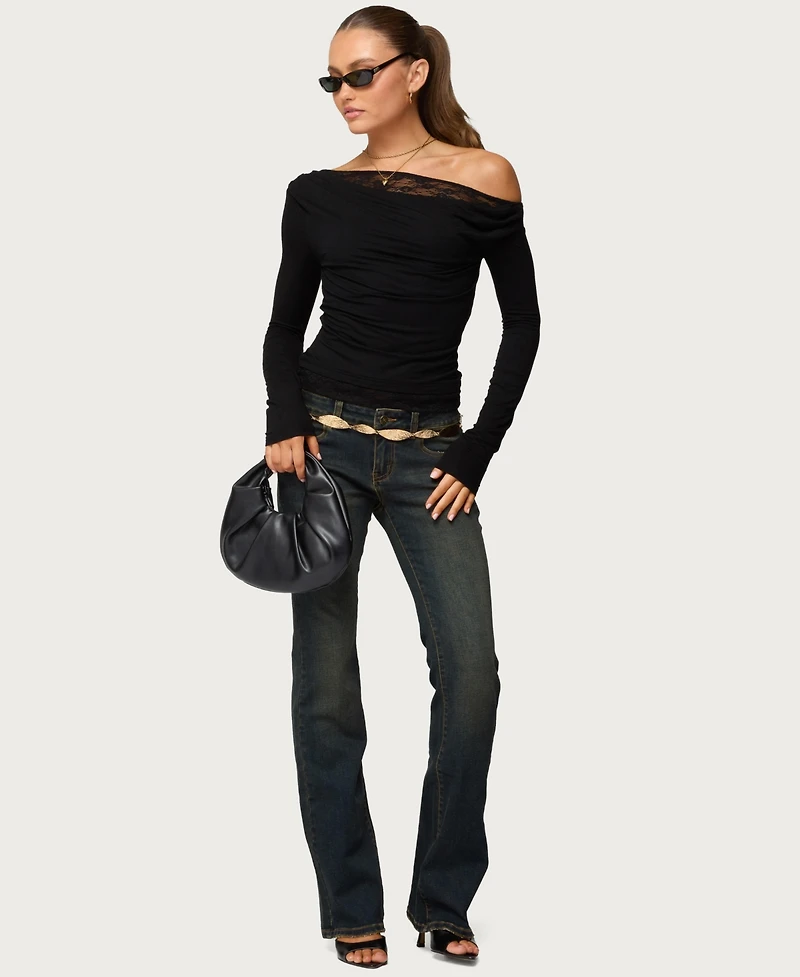 Edikted Women's Layered Lacey Off Shoulder Top