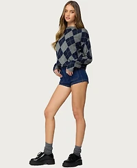 Edikted Women's Prep Girl Argyle Knit Top