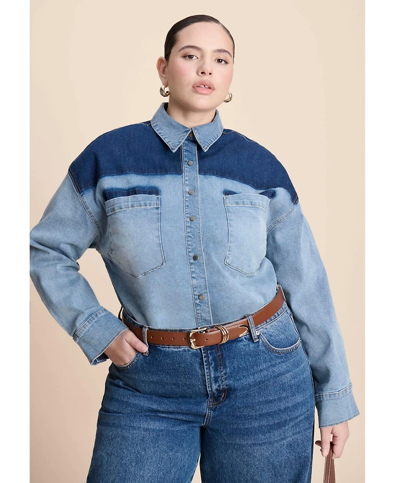 Eloquii Women's Denim Trucker Shirt